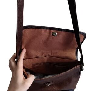 Brown Leather Crossbody Bag - Unbranded
